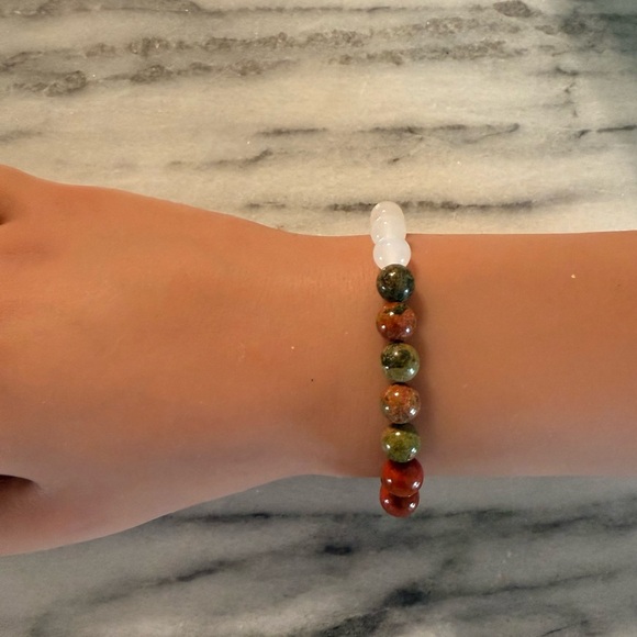 Natural Stones Beaded Bracelet Set Lucky & Wealth Bohemian Style 2 Bracelets - Picture 3 of 9